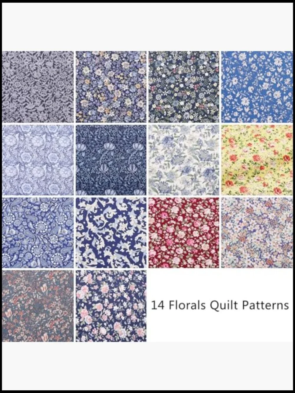 42 Pre-Cut Cotton Fabric Squares 10 inch Vintage Floral Patchwork Quilting